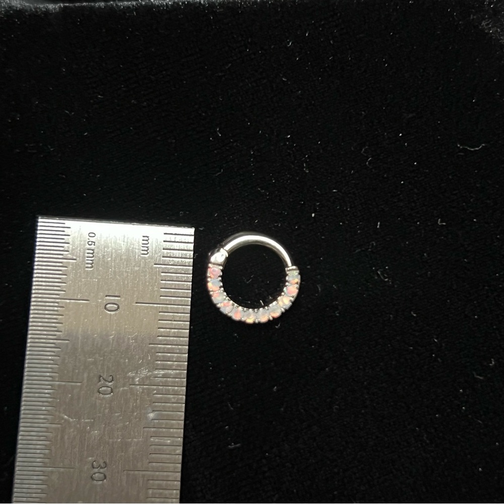 Maria Tash - White Gold Opal Horizontal Eternity Hoop Earring - Single - Picture 2 of 7